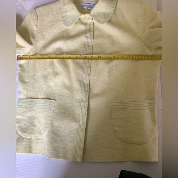 Zara Yellowish Light lime green cotton blend blazer 3/4 sleeves collared US 12 - Picture 12 of 13